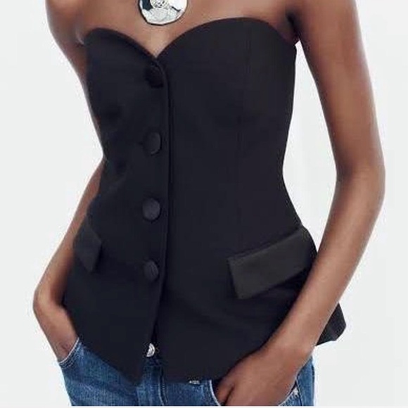Zara Black Strapless Top - Picture 2 of 4